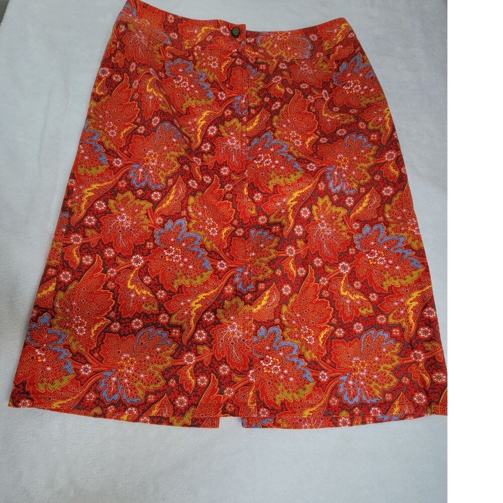 Pendleton Womens Red Paisley Print Pencil Skirt Size 6 Cotton Blend Stretch